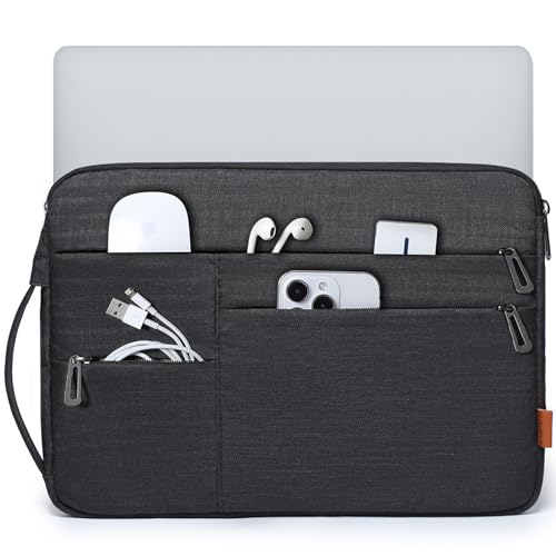 HYZUO 13,3-14 Zoll Laptop Hülle Tasche mit Seitengriff Kompatibel mit MacBook Pro 14 M3/M2/M1 Pro/Max A2992 A2918 2024-2021, 13,5-13,8 Surface Laptop/Surface Book, MacBook Pro/Air 13, Schwarz von HYZUO