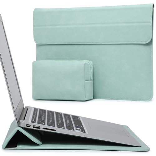 HYZUO 15-16 Zoll Laptop Hülle Laptophülle mit Standfunktion für MacBook Pro 16 M3/M2/M1 Pro/Max A2991 A2780 A2485 A2141 2024-2019, XPS 15, MacBook Pro 15 2015-2012, mit Kleine Tasche, Mint Grün von HYZUO
