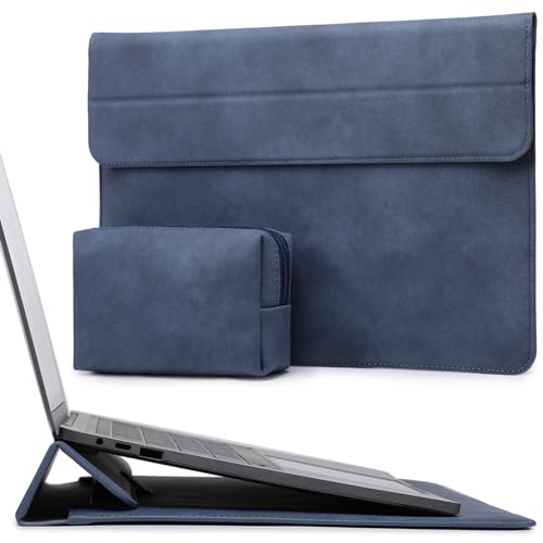 HYZUO 15-16 Zoll Laptop Hülle Laptophülle mit Standfunktion für MacBook Pro 16 M3/M2/M1 Pro/Max A2991 A2780 A2485 A2141 2024-2019, XPS 15, MacBook Pro 15 2015-2012, mit Kleine Tasche, Navy Blau von HYZUO