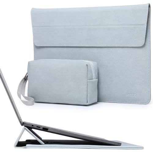 HYZUO 15-16 Zoll Laptop Hülle Tasche mit Verstellbarem Ständer Kompatibel mit MacBook Pro 16 M3/M2/M1 Pro/Max A2991 A2780 A2485 A2141 2024-2019, Pro 15 2015-2012, XPS 15, mit Zubehörtasche, Blass Blau von HYZUO