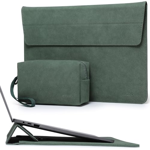 HYZUO 15-16 Zoll Laptop Hülle Tasche mit Verstellbarem Ständer Kompatibel mit MacBook Pro 16 M3/M2/M1 Pro/Max A2991 A2780 A2485 A2141 2024-2019, Pro 15 2015-2012, mit Zubehörtasche, Mitternacht Grün von HYZUO