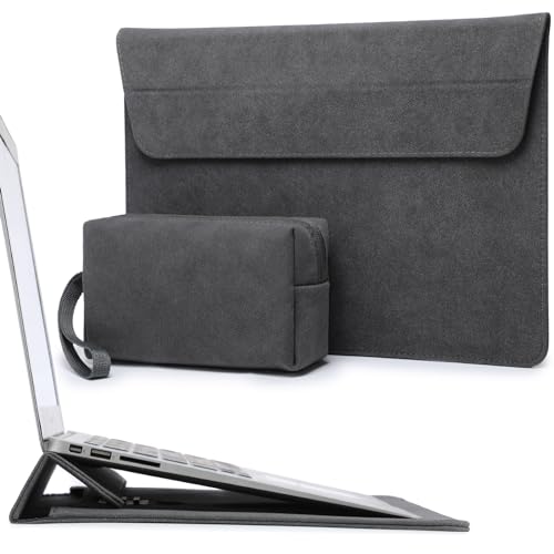 HYZUO 15-16 Zoll Laptop Hülle Tasche mit Verstellbarem Ständer Kompatibel mit MacBook Pro 16 M3/M2/M1 Pro/Max A2991 A2780 A2485 A2141 2024-2019, Pro 15 2015-2012, mit Zubehörtasche, Weltraum Grau von HYZUO