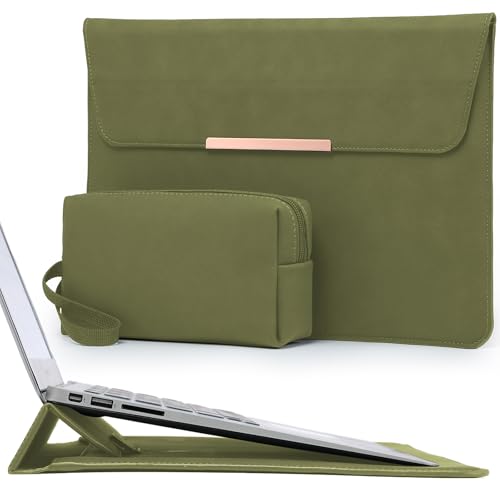 HYZUO 15-16 Zoll Laptophülle Laptop Hülle Tasche mit Standfunktion für MacBook Pro 16 M4/M3/M2/M1 Pro/Max 2025-2019, MacBook Pro 15 2015-2015, XPS 15, HP Envy 15,6, Olivgrün(Smiley) von HYZUO