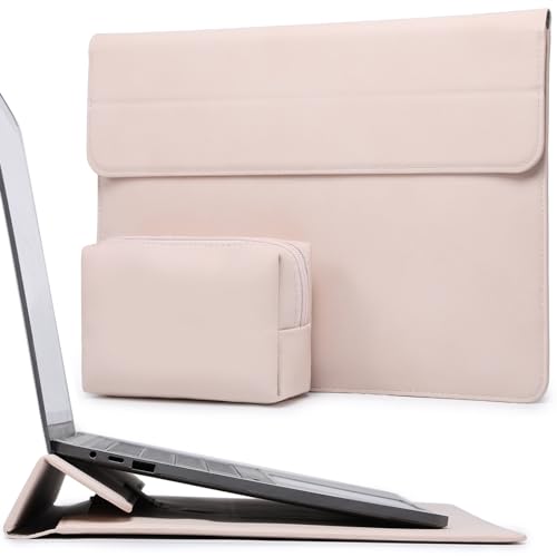 HYZUO 15 Zoll Laptop-Hülle mit Ständer für MacBook Air 15 M4 A3241 M3 A3114 M2 A2941 2025-2023, 15" Surface Laptop 7/6/5/4, MacBook Pro 15 A1990 A1707 2019-2016, mit Kleine Tasche, Aprikose von HYZUO