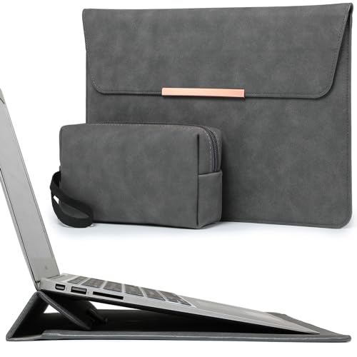 HYZUO 15 Zoll Laptop Hülle Tasche mit Standfunktion für MacBook Air 15 M3 A3114 M2 A2941 2023 2024, MacBook Pro 15 2019-2016, 15-Zoll Surface Laptop 6/5/4/3, mit Zubehörtasche, Weltraumgrau(Smiley) von HYZUO