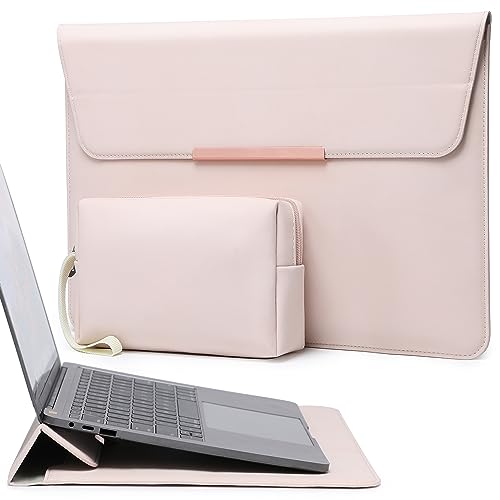 HYZUO 15 Zoll Laptop Hülle Tasche mit Standfunktion für MacBook Air 15 M3 A3114 M2 A2941 2023 2024, MacBook Pro 15 2019-2016, 15-Zoll Surface Laptop 6/5/4/3, mit Zubehörtasche, Aprikose(Smiley) von HYZUO
