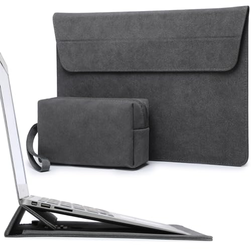 HYZUO 15 Zoll Laptop Hülle Tasche mit Verstellbarem Ständer Kompatibel mit MacBook Air 15 M2 A2941 2024 2023, MacBook Pro 15 2019-2016, 15 Zoll Surface Laptop 5/4/3, mit Zubehörtasche, Weltraum Grau von HYZUO