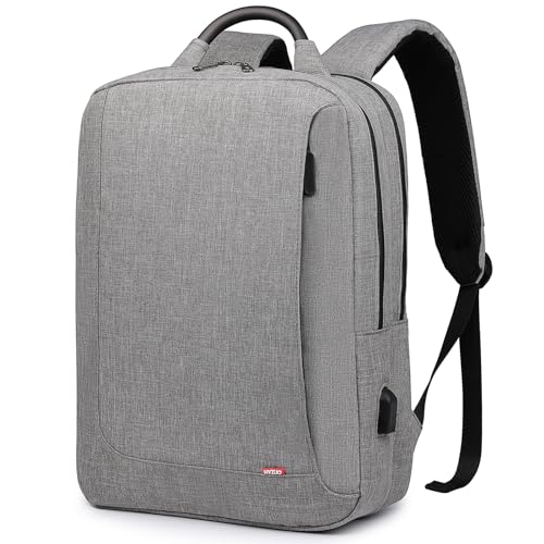 HYZUO 15.6 Zoll Laptop Rucksack mit USB Ladeanschluss Slim Backpack Schulrucksack mit Laptopfach Wasserdicht Business Daypack Notebook Tasche für 15-16 Zoll Laptop Herren Damen, Grau von HYZUO
