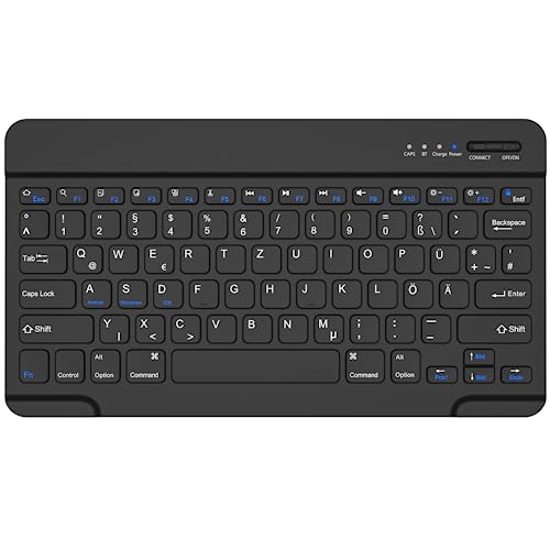 Bluetooth Tastatur, Bluetooth Keyboard, German Layout QWERTZ Lightweight Portable Wireless Keyboard for iPhone, iPad, Samsung, Lenovo, Huawei, Kompatibel Windows, Android, IOS Bluetooth Tastatur, Bluetooth Keyboard, German Layout QWERTZ Lightweight Portable Wireless Keyboard for iPhone, iPad, Samsung, Lenovo, Huawei, Kompatibel Windows, Android, IOS von HZD