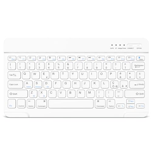 HZD Kabellose Bluetooth-Tastatur, wiederaufladbar, ultradünn, für Tablets, kleine kabellose Tastatur für Tablets Samsung/iOS/Android/Windows/Handys, italienisches QWERTY-Layout von HZD