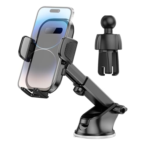 HZEL Kfz-Handyhalterung, 2-in-1 Kfz-Lüftungsschlitz-Handy-Ständer für Armaturenbrett-Windschutzscheibe, verstellbare Smartphone-Halterung, universell für SUV, Limousine, LKW (Silikon-Oberfläche) von HZEL