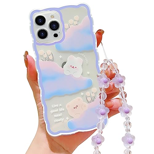 HZLFCZL Handykette Kompatibel mit iPhone 13 Pro Hülle mit Kette,Cute Wolken Blumen Bär Muster Design Handy Kette Schutzhülle,Kameraschutz Handyhülle Girls Women Kawaii Soft TPU Transparent-Lila HZLFCZL Handykette Kompatibel mit iPhone 13 Pro Hülle mit Kette,Cute Wolken Blumen Bär Muster Design Handy Kette Schutzhülle,Kameraschutz Handyhülle Girls Women Kawaii Soft TPU Transparent-Lila von HZLFCZL