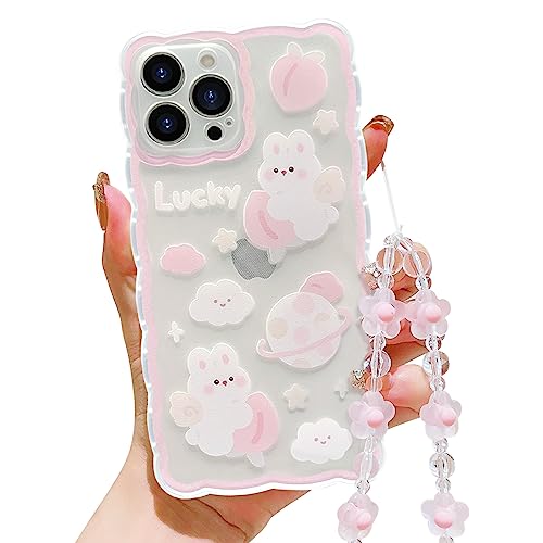 HZLFCZL Handykette Kompatibel mit iPhone 13 Pro Max Hülle mit Kette,Cute Planet Kaninchen Muster Design Handy Kette Schutzhülle,Kameraschutz Handyhülle Girls Women Kawaii Soft TPU Transparent-Rosa HZLFCZL Handykette Kompatibel mit iPhone 13 Pro Max Hülle mit Kette,Cute Planet Kaninchen Muster Design Handy Kette Schutzhülle,Kameraschutz Handyhülle Girls Women Kawaii Soft TPU Transparent-Rosa von HZLFCZL