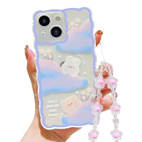 HZLFCZL Handykette Kompatibel mit iPhone 15 Plus Hülle mit Kette,Cute Wolken Blumen Bär Muster Design Handy Kette Schutzhülle,Kameraschutz Handyhülle Girls Women Kawaii Soft TPU Transparent-Lila HZLFCZL Handykette Kompatibel mit iPhone 15 Plus Hülle mit Kette,Cute Wolken Blumen Bär Muster Design Handy Kette Schutzhülle,Kameraschutz Handyhülle Girls Women Kawaii Soft TPU Transparent-Lila von HZLFCZL