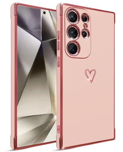 HZLFCZL Kompatibel mit Samsung Galaxy S24 Ultra Hülle,Süße Herz Mädchen Handyhülle Luxuriös Galvanisierte Weich TPU Kameraschutz Stoßfest Dünn Schutzhülle Phone Case für Samsung S24 Ultra-Rosa HZLFCZL Kompatibel mit Samsung Galaxy S24 Ultra Hülle,Süße Herz Mädchen Handyhülle Luxuriös Galvanisierte Weich TPU Kameraschutz Stoßfest Dünn Schutzhülle Phone Case für Samsung S24 Ultra-Rosa von HZLFCZL