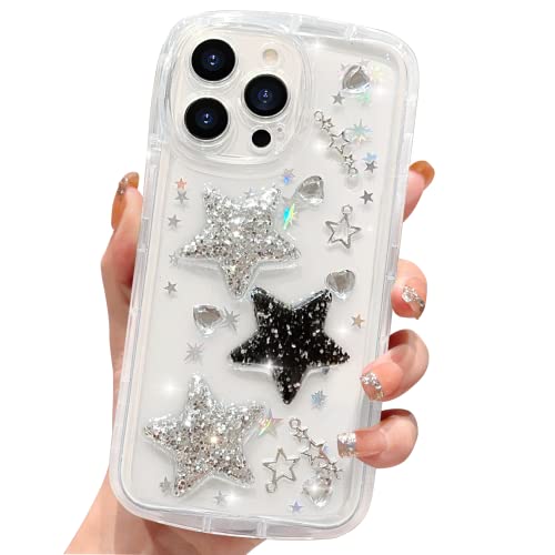 HZLFCZL Kompatibel mit iPhone 13 Pro Hülle,Süße Cartoon Glitzer 3D Stars Kristall Clear Muster Design Damen Mädchen Aesthetic Kawaii Transparent Sparkly Handyhülle für iPhone 13 Pro-Stars HZLFCZL Kompatibel mit iPhone 13 Pro Hülle,Süße Cartoon Glitzer 3D Stars Kristall Clear Muster Design Damen Mädchen Aesthetic Kawaii Transparent Sparkly Handyhülle für iPhone 13 Pro-Stars von HZLFCZL