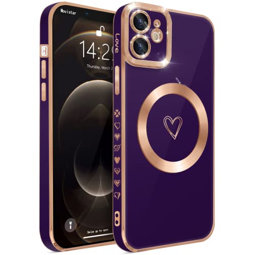 HZLFCZL Magnetisch iPhone 11 Hülle Kompatibel mit Magsafe Süße Herz Mädchen Handyhülle Luxuriös Galvanisierte Weich TPU Kameraschutz Stoßfest Dünn Schutzhülle Phone Case für iPhone 11-Dunkellila HZLFCZL Magnetisch iPhone 11 Hülle Kompatibel mit Magsafe Süße Herz Mädchen Handyhülle Luxuriös Galvanisierte Weich TPU Kameraschutz Stoßfest Dünn Schutzhülle Phone Case für iPhone 11-Dunkellila von HZLFCZL