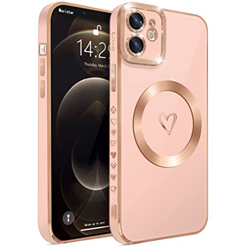 HZLFCZL Magnetisch iPhone 12 Hülle Kompatibel mit Magsafe Süße Herz Mädchen Handyhülle Luxuriös Galvanisierte Weich TPU Kameraschutz Stoßfest Dünn Schutzhülle Phone Case für iPhone 12-Rosa HZLFCZL Magnetisch iPhone 12 Hülle Kompatibel mit Magsafe Süße Herz Mädchen Handyhülle Luxuriös Galvanisierte Weich TPU Kameraschutz Stoßfest Dünn Schutzhülle Phone Case für iPhone 12-Rosa von HZLFCZL