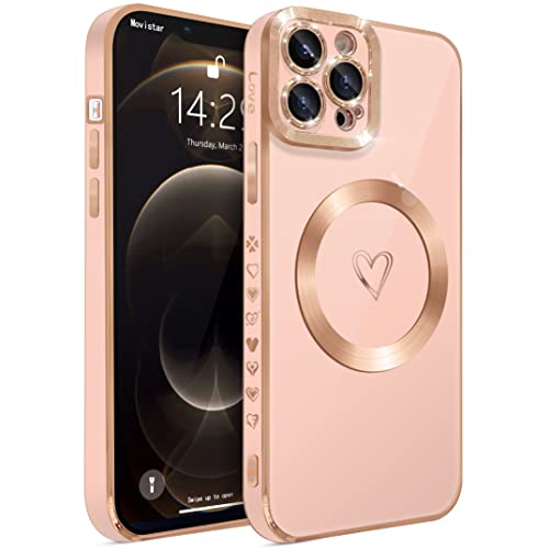 HZLFCZL Magnetisch iPhone 12 Pro Max Hülle Kompatibel mit Magsafe Süße Herz Mädchen Handyhülle Luxuriös Galvanisierte Weich TPU Stoßfest Dünn Kameraschutz Phone Case für iPhone 12 Pro Max-Rosa HZLFCZL Magnetisch iPhone 12 Pro Max Hülle Kompatibel mit Magsafe Süße Herz Mädchen Handyhülle Luxuriös Galvanisierte Weich TPU Stoßfest Dünn Kameraschutz Phone Case für iPhone 12 Pro Max-Rosa von HZLFCZL