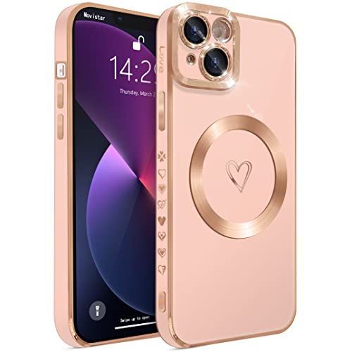HZLFCZL Magnetisch iPhone 13 Hülle Kompatibel mit Magsafe Süße Herz Mädchen Handyhülle Luxuriös Galvanisierte Weich TPU Kameraschutz Stoßfest Dünn Schutzhülle Phone Case für iPhone 13-Rosa HZLFCZL Magnetisch iPhone 13 Hülle Kompatibel mit Magsafe Süße Herz Mädchen Handyhülle Luxuriös Galvanisierte Weich TPU Kameraschutz Stoßfest Dünn Schutzhülle Phone Case für iPhone 13-Rosa von HZLFCZL