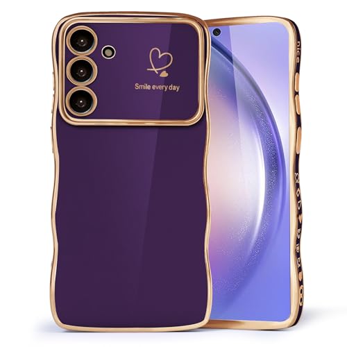 HZLFCZL Kompatibel mit Samsung Galaxy A54 5G Hülle,Cute Heart Mobile Phone Case Waves Curly Mädchen Weich TPU Kameraschutz Mädchen Handyhülle Phone Case für Samsung A54-DunkeViolett von HZLFCZL