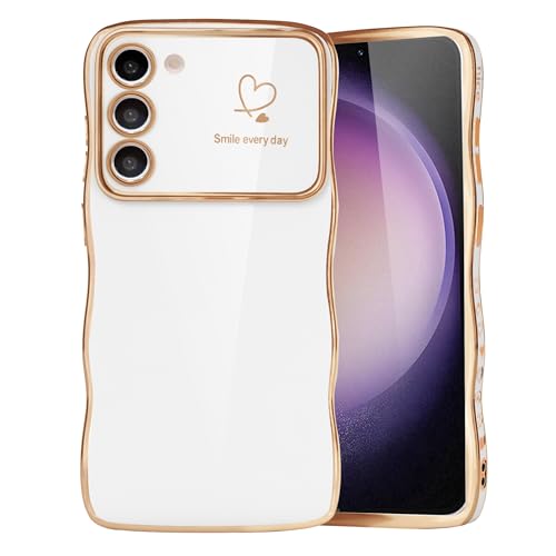 HZLFCZL Kompatibel mit Samsung Galaxy S23 5G Hülle,Cute Heart Mobile Phone Case Waves Curly Mädchen Weich TPU Kameraschutz Mädchen Handyhülle Phone Case für Samsung S23-Weiß HZLFCZL Kompatibel mit Samsung Galaxy S23 5G Hülle,Cute Heart Mobile Phone Case Waves Curly Mädchen Weich TPU Kameraschutz Mädchen Handyhülle Phone Case für Samsung S23-Weiß von HZLFCZL