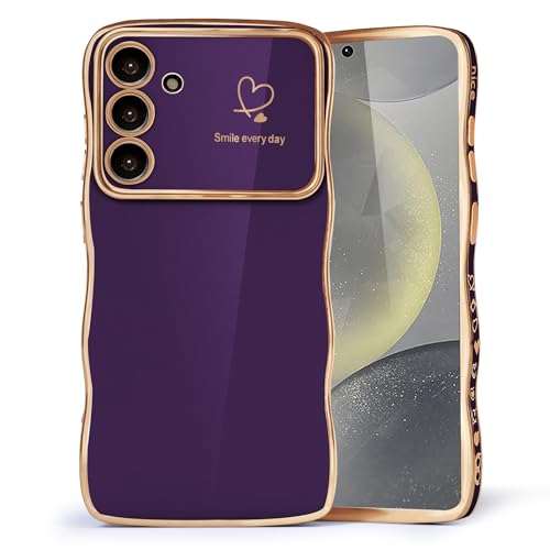 HZLFCZL Kompatibel mit Samsung Galaxy S24 5G Hülle,Cute Heart Mobile Phone Case Waves Curly Mädchen Weich TPU Kameraschutz Mädchen Handyhülle Phone Case für Samsung S24-DunkeViolett HZLFCZL Kompatibel mit Samsung Galaxy S24 5G Hülle,Cute Heart Mobile Phone Case Waves Curly Mädchen Weich TPU Kameraschutz Mädchen Handyhülle Phone Case für Samsung S24-DunkeViolett von HZLFCZL