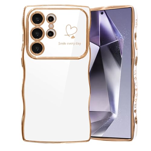 HZLFCZL Kompatibel mit Samsung Galaxy S24 Ultra 5G Hülle,Cute Heart Mobile Phone Case Waves Curly Mädchen Weich TPU Kameraschutz Mädchen Handyhülle Phone Case für Samsung S24 Ultra-Weiß HZLFCZL Kompatibel mit Samsung Galaxy S24 Ultra 5G Hülle,Cute Heart Mobile Phone Case Waves Curly Mädchen Weich TPU Kameraschutz Mädchen Handyhülle Phone Case für Samsung S24 Ultra-Weiß von HZLFCZL