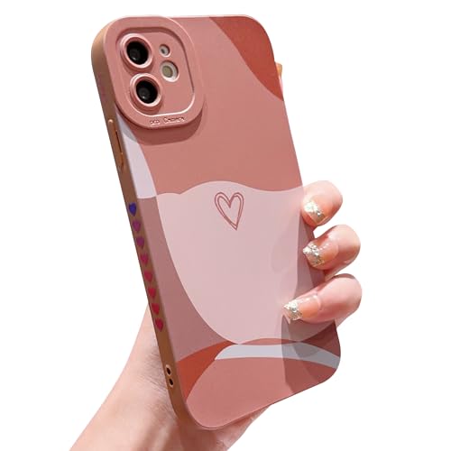 HZYKDWD Kompatibel mit iPhone 11 Hülle,Süße Aesthetic Herz Kunst Muster Handyhülle Kameraschutz TPU stoßfeste Phone Case for iPhone 11 Damen Mädchen-Braun von HZYKDWD