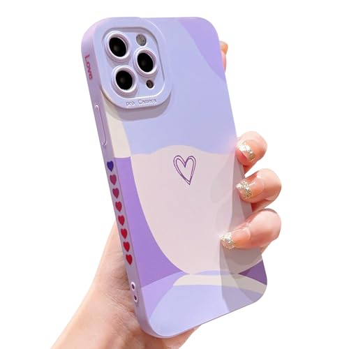 HZYKDWD Kompatibel mit iPhone 11 Pro Hülle,Süße Aesthetic Herz Kunst Muster Handyhülle Kameraschutz TPU stoßfeste Phone Case for iPhone 11 Pro Damen Mädchen-Lila von HZYKDWD