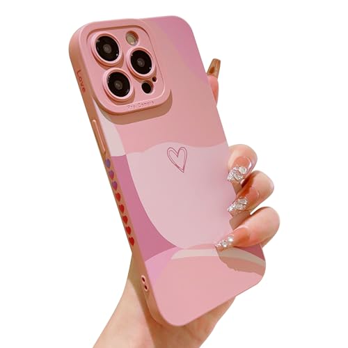 HZYKDWD Kompatibel mit iPhone 12 Pro Max Hülle,Süße Aesthetic Herz Muster Kameraschutz TPU stoßfeste Handyhülle für iPhone 12 Pro Max Damen Mädchen-Rosa von HZYKDWD