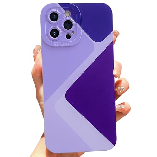 HZYKDWD Kompatibel mit iPhone 13 Pro Max Hülle,Cute Aesthetic Splice Geometrie Kunst Handyhülle on Shockproof weicher TPU Protection Phone Case for iPhone 13 Pro Max Women and Girls-Lila von HZYKDWD