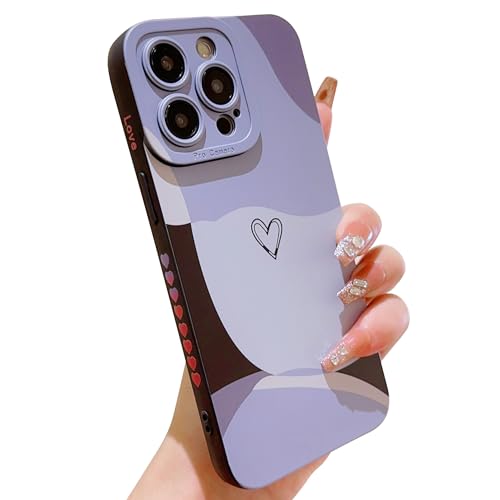 HZYKDWD Kompatibel mit iPhone 13 Pro Max Hülle,Süße Aesthetic Herz Kunst Muster Handyhülle Kameraschutz TPU stoßfeste Phone Case for iPhone 13 Pro Max Damen Mädchen-Schwarz von HZYKDWD