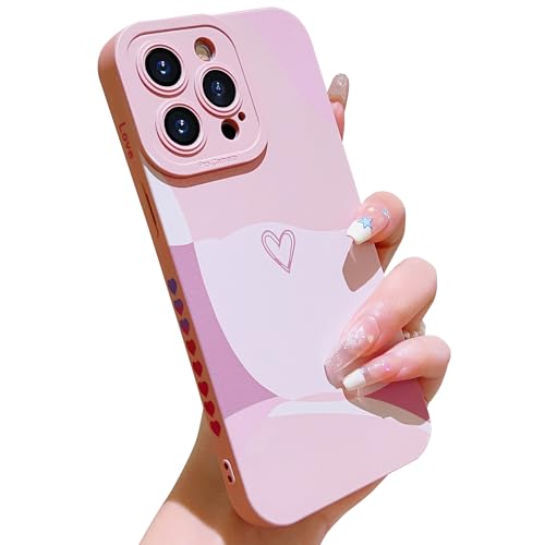 HZYKDWD Kompatibel mit iPhone 14 Pro Hülle,Süße Aesthetic Herz Muster Kameraschutz TPU stoßfeste Handyhülle für iPhone 14 Pro Damen Mädchen-Rosa von HZYKDWD