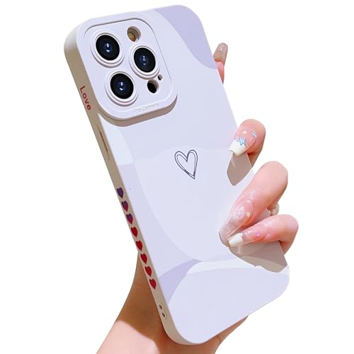 HZYKDWD Kompatibel mit iPhone 14 Pro Hülle,Süße Aesthetic Herz Muster Kameraschutz TPU stoßfeste Handyhülle für iPhone 14 Pro Damen Mädchen-White von HZYKDWD