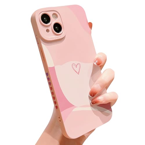 HZYKDWD Kompatibel mit iPhone 15 Plus Hülle,Süße Aesthetic Herz Muster Kameraschutz TPU stoßfeste Handyhülle für iPhone 15 Plus Damen Mädchen-Rosa von HZYKDWD