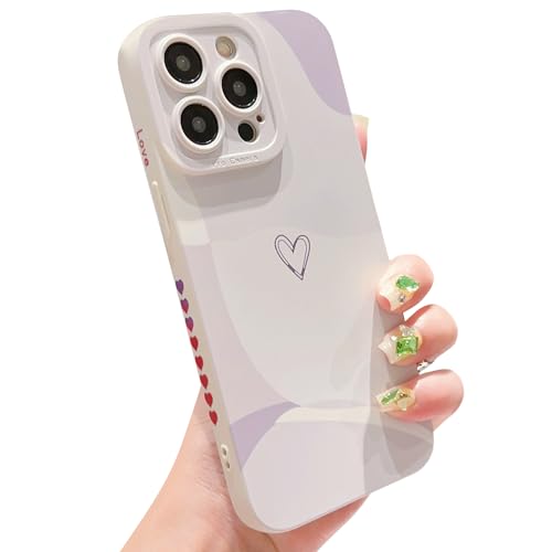 HZYKDWD Kompatibel mit iPhone 15 Pro Hülle,Süße Aesthetic Herz Muster Kameraschutz TPU stoßfeste Handyhülle für iPhone 15 Pro Damen Mädchen-White von HZYKDWD