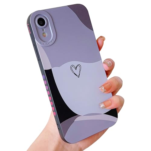 HZYKDWD Kompatibel mit iPhone XR Hülle,Süße Aesthetic Herz Kunst Muster Handyhülle Kameraschutz TPU stoßfeste Phone Case for iPhone XR Damen Mädchen-Schwarz von HZYKDWD