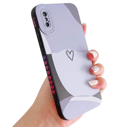 HZYKDWD Kompatibel mit iPhone XS Hülle,Süße Aesthetic Herz Kunst Muster Handyhülle Kameraschutz TPU stoßfeste Phone Case for iPhone XS Damen Mädchen-Schwarz von HZYKDWD