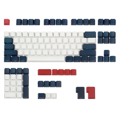 PBT Keycaps Side Printed Thick Cherry MX Key Caps Non-Backlit SeMi Profile for 60%/87/104/108 MX Switches Mechanical Gaming Keyboard (Navy Blue) von HZYZ