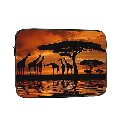 Laptop-Schutzhülle, Motiv: Giraffe unter dem Baum in Afrika, wasserdicht, stoßfest, Computer-Tasche für Damen und Herren von HaLvah