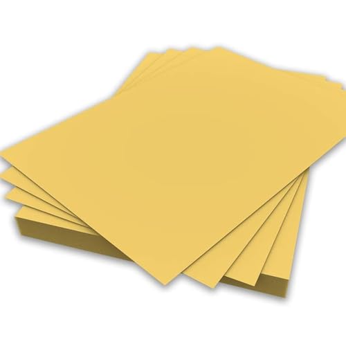 A4 hellgelbes Farbpapier, 80 g/m², doppelseitiges Druckerpapier, Kopierer, Origami-Flyer, Zeichnen, Schule, Büro, Drucken, 210 mm x 297 mm (A4, hellgelbes Papier, 80 g/m², 50 Blatt) von Habercrafts