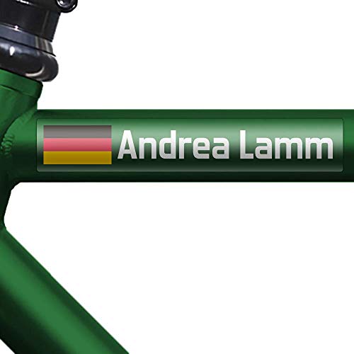 Flaggenaufkleber mit personalisiertem Namen für Fahrräder, Motorräder, Autos und Elektroroller. Wasserdichtes selbstklebendes Vinyl für Fahrzeuge (Trasparente, Small) von Haberdashery Online