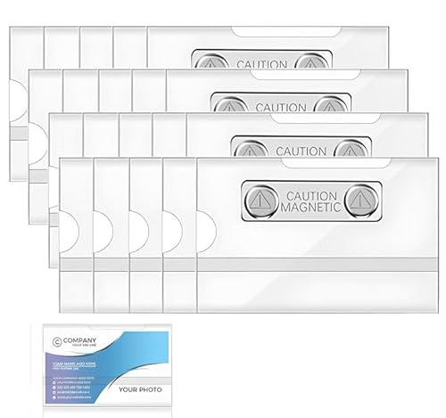 Halter Magnet Schilder, Magnete Ausweishüllen, Konferenz Abzeichen Horizontaler Ausweishalter, Transparent Id Namensschilder Karten, Magnetische Namensschilder für Schule Firmen (20) von Hachera