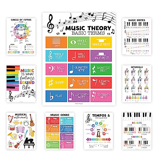 Hadley Designs 9 Musik-Klassenzimmer-Poster – bunte Musik-Klassenzimmer-Dekoration, Chor- und Solfege-Drucke, Pinnwand-Dekorationen, Bildungsbedarf für Lehrer von Hadley Designs