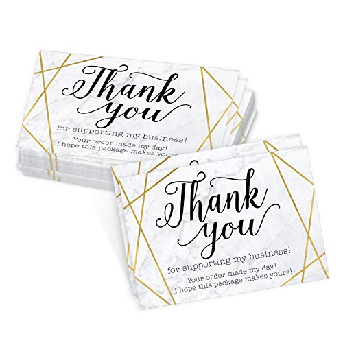 Dankeskarten für kleine Unternehmen, goldfarbene Marmor-Dankeskarten für kleine Unternehmen, "We Appreciate You Supporting My Business", Mini-Dankeskarten mit Aufschrift "Thank You Made My Day", von Hadley Designs
