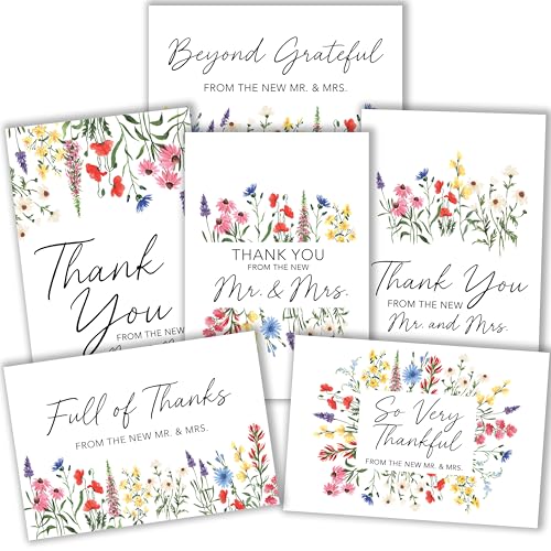 Hadley Designs Hochzeits-Dankeskarten mit Umschlägen, Dankeskarten, Hochzeit mit Umschlägen, von der neuen Mr and Mrs-Karte – Wildblumen-Thema, 24 Stück Hadley Designs Hochzeits-Dankeskarten mit Umschlägen, Dankeskarten, Hochzeit mit Umschlägen, von der neuen Mr and Mrs-Karte – Wildblumen-Thema, 24 Stück von Hadley Designs