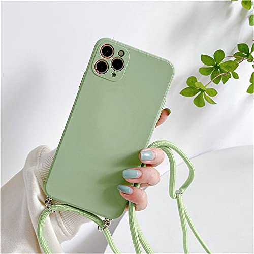 Hadwii Handykette Hülle für iPhone 12 HandyHülle mit Kordel zum Umhängen, Soft TPU Silikon Cover mit Band Hülle [Einstellbar] [Abnehmbar] Necklace Case für iPhone 12 - Grün von Hadwii