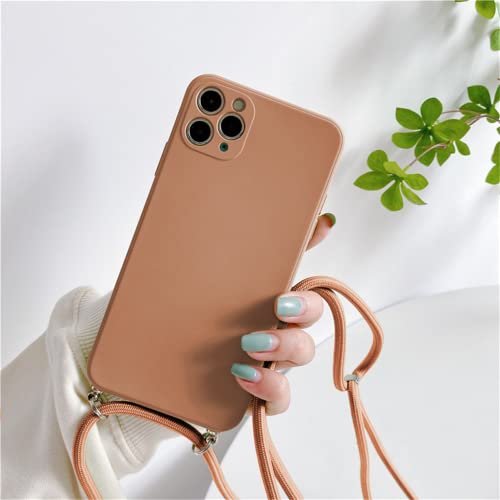 Hadwii Handykette Hülle für iPhone SE 2020, iPhone 8 7 HandyHülle mit Kordel zum Umhängen, Soft TPU Silikon Cover mit Band Hülle [Einstellbar] [Abnehmbar] Necklace Case - Braun von Hadwii