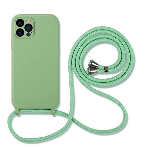 Hadwii für iPhone 13 mit Band Handykette Handyhülle für zum Umhängen Kameraschutz Weiches Silikon Necklace Schutzhülle mit Mikrofaser-Innenfutter Kratzfestes Stoßfestes Cover, Grün von Hadwii
